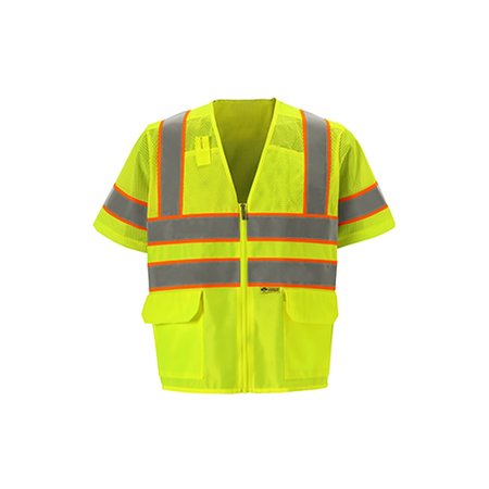 2W INTERNATIONAL Class 3 Contrast High Viz Vest, 5X-Large, Lime MS539C-3 5XL